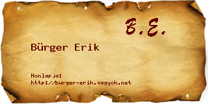 Bürger Erik névjegykártya